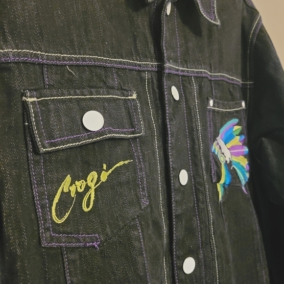 Coogi Australia | Youth Size Black Graphic Denim Jacket (Size 14/16) - Picture 4 of 15